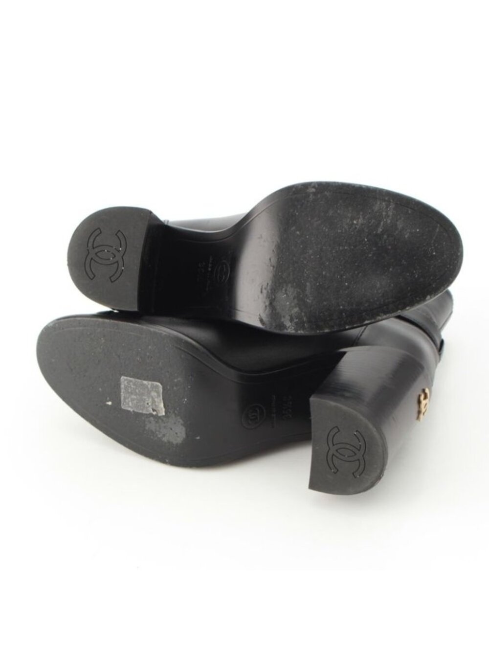 Chanel Leather CC Logo Belted Boots Black 35 2 1 - Picture 5 of 10